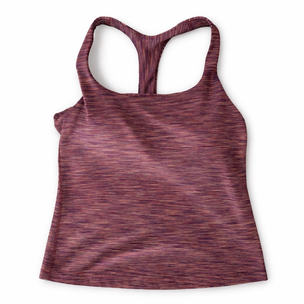 Athleta Burgundy Heathered Racerback Tank – Built-In Bra – Size M – Stretch